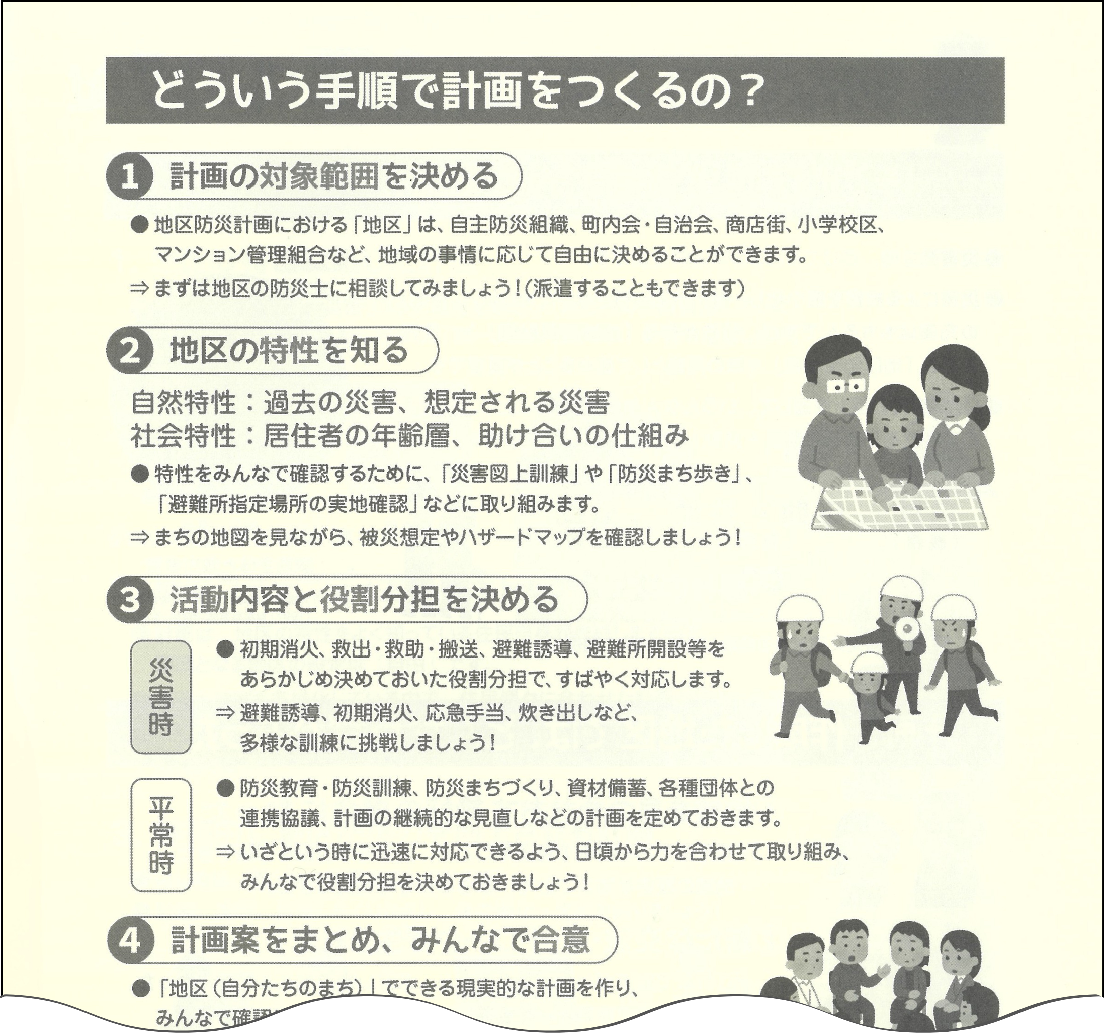 付録「地区防災計画」のページの一部。