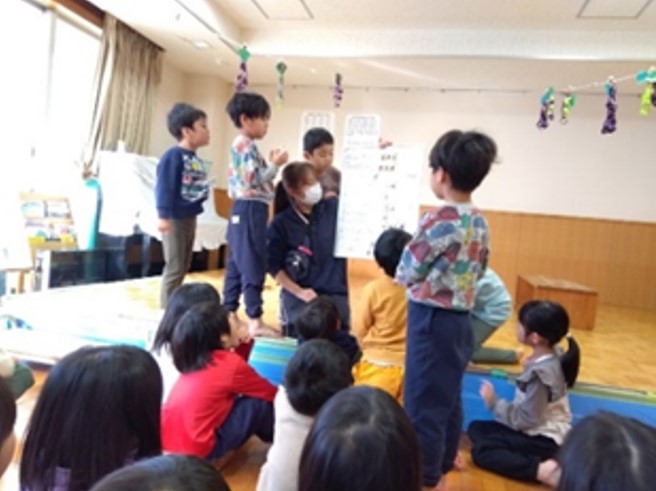 物語のイメージやアイデアを出し合う様子