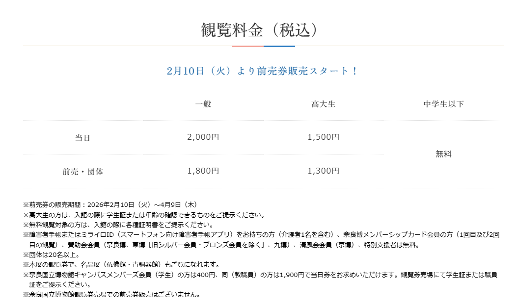 奈良博物館入場料　【吉野】